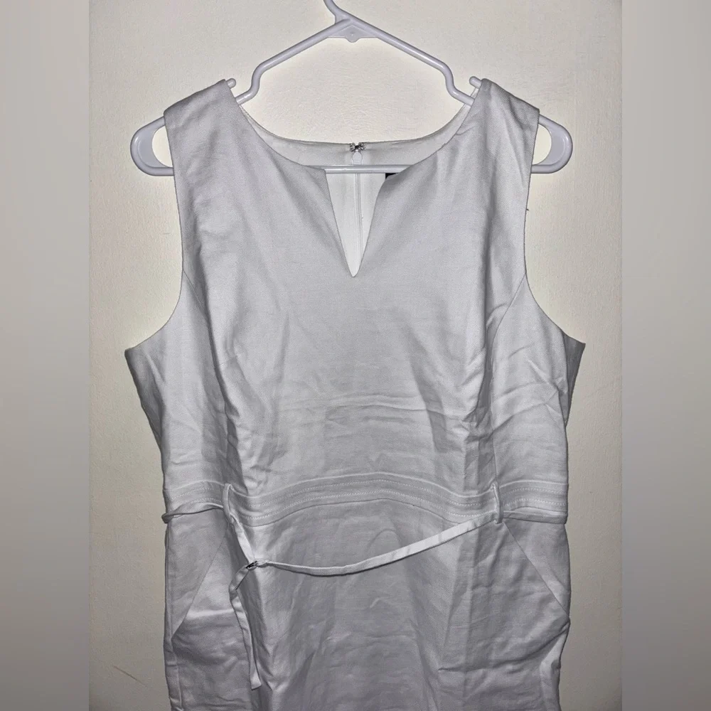 NWT J.Crew Executive dress in stretch linen blend Size 16 White Resort Preppy